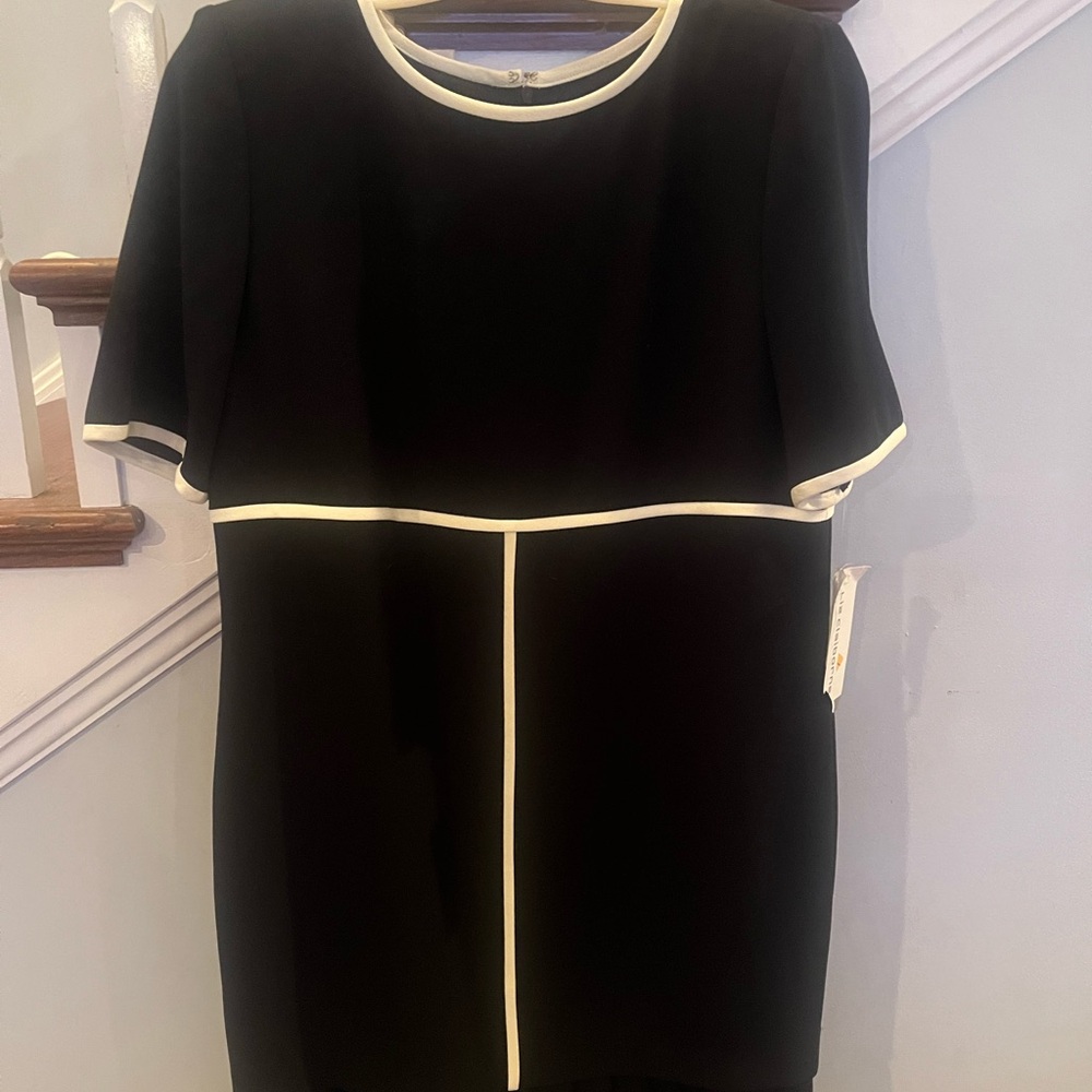 Liz Claiborne Black Dress with White Trim Size 12